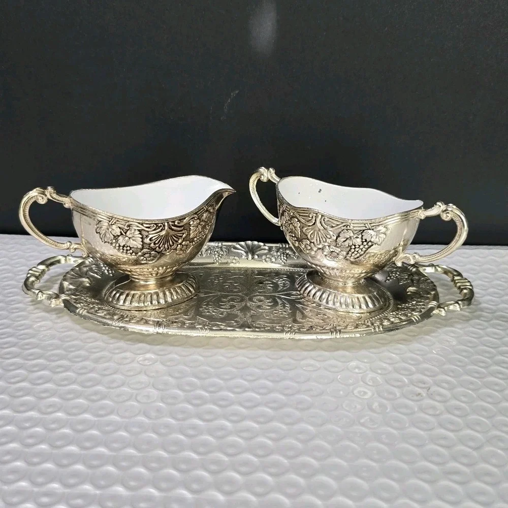 Vtg MCM Sugar Creamer Set With Tray Japan 50s 60s